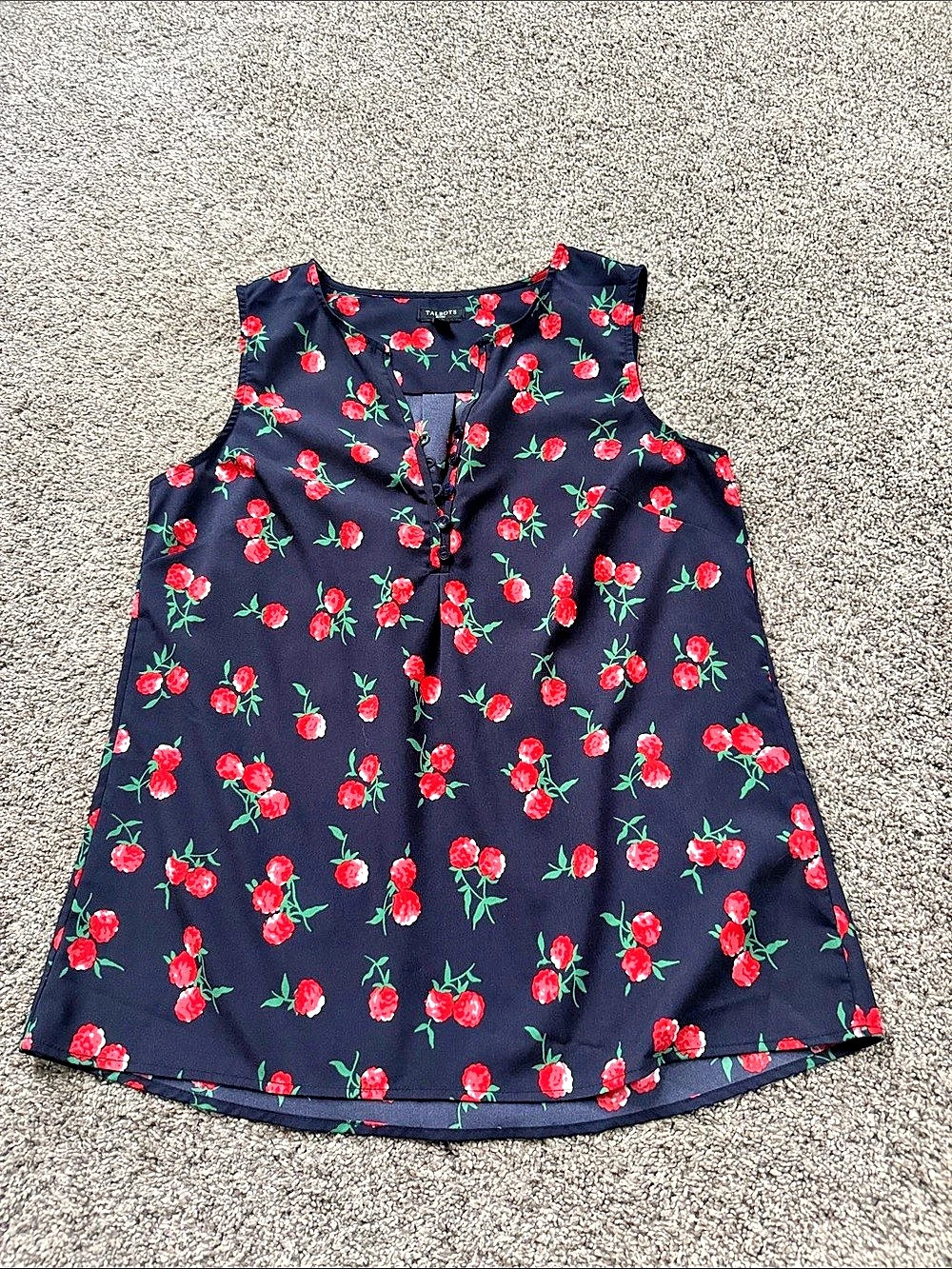Talbots Floral Sleeveless Dress in Navy & Red Floral Size Small Petite EUC